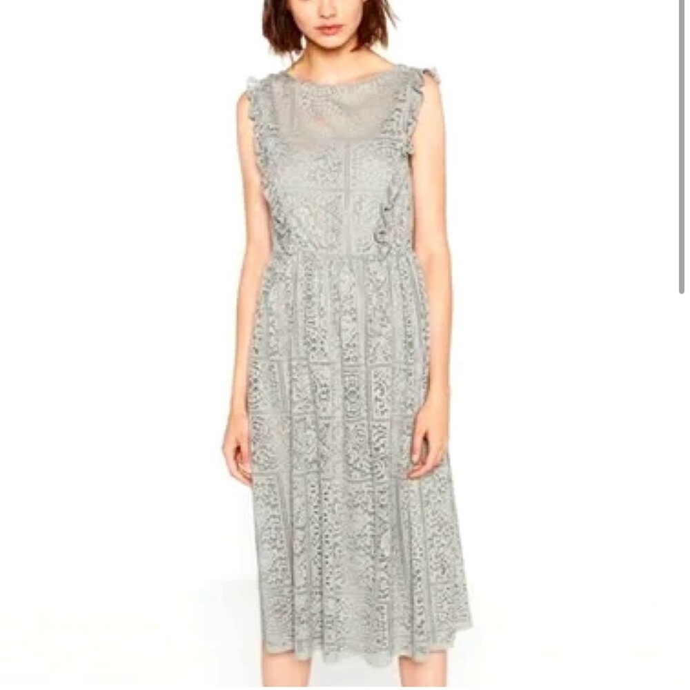 Zara Gray Lace Sleeveless Midi dress Size XS NWOT